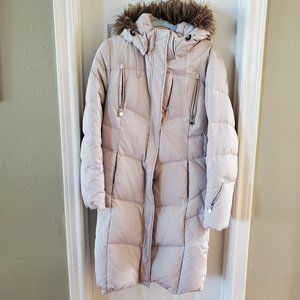 Calvin Klein Cream Long Down Coat Duck Insulated